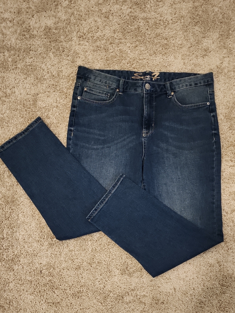 Seven7 Women’s Dark Indigo Tower Straight Leg Jeans